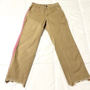 Abercrombie & Fitch High-Rise Ankle Straight Khakis With Pink Stripe • 26/2